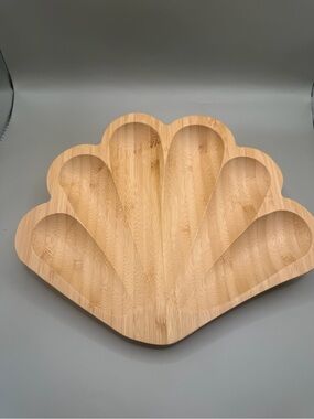 Beachly Bamboo Shell Serving Tray Charcuterie Snack Dish 10”